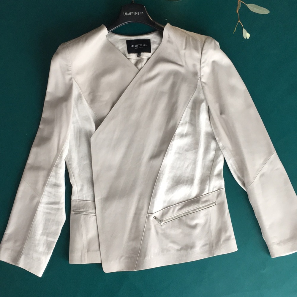 Lafayette 148 Leather & Linen Jacket